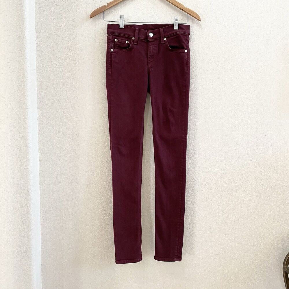 RAG & BONE Mid Rise Skinny Jeans in Port Red Sz 25 USA Cotton Blend